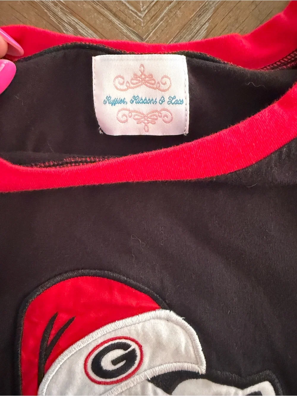 Ruffles Ribbons & Lace Kids Pjs Lounge UGA Dawgs Holiday Pajama Set 10-11